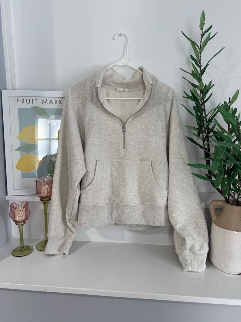 Light Heather Gray Gap Half-Zip Pullover Sweatshirt